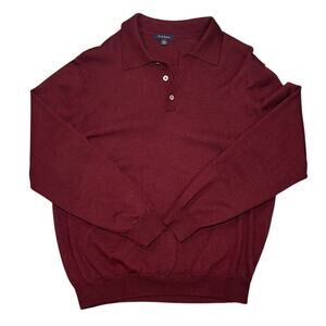 Club Room 100% Merino Wool Maroon Polo Sweater Size Large